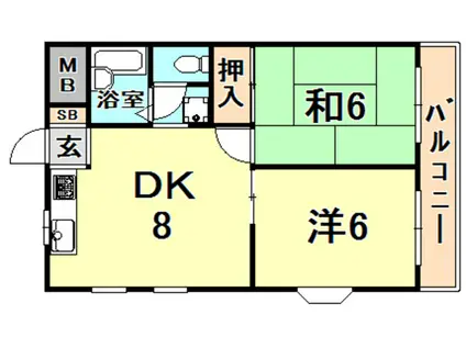 メゾンオカモト(2DK/3階)の間取り写真