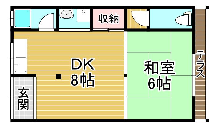 大和荘(1DK/1階)の間取り写真