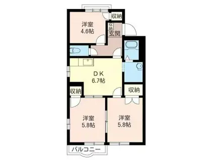 セフィラ東川口B(3DK/1階)の間取り写真