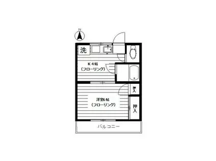 コーポカーサミア(1K/2階)の間取り写真