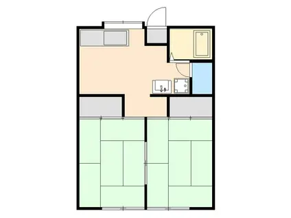 コーポイブカA棟(2DK/2階)の間取り写真