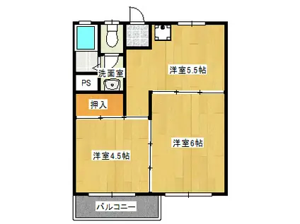 コオリナハウス(2DK/1階)の間取り写真