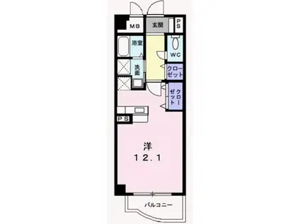 CON BRIO(ワンルーム/3階)の間取り写真