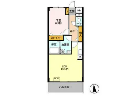 PARK SIDE RESIDENCE(1LDK/6階)の間取り写真