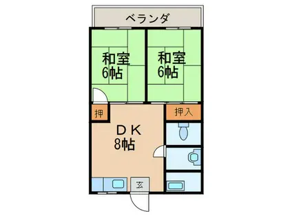 葛岡マンション(2DK/2階)の間取り写真