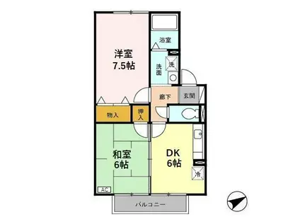 ラフィネ北間(2DK/2階)の間取り写真