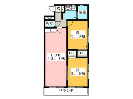 メープルコートたかおか(2LDK/1階)の間取り写真