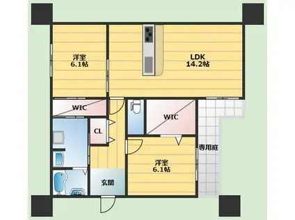 D-RESIDENCE服部本町(2LDK/1階)の間取り写真