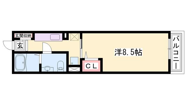 アクロポリスV(1K/1階)の間取り写真