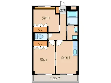 コムス・エルアール(2DK/3階)の間取り写真