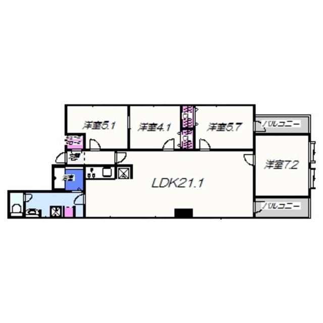 メビウス宿院レジデンス(4LDK/5階)の間取り写真
