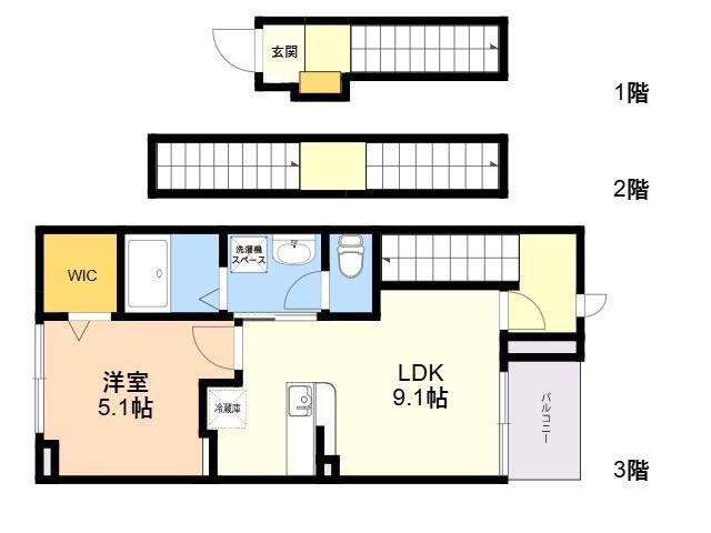サンセールⅠ(1LDK/3階)の間取り写真