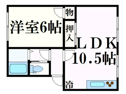 ファミリーハイツ(1LDK/2階)の間取り写真