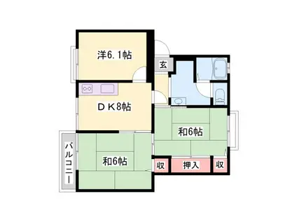 エクメーネ香呂(3DK/2階)の間取り写真