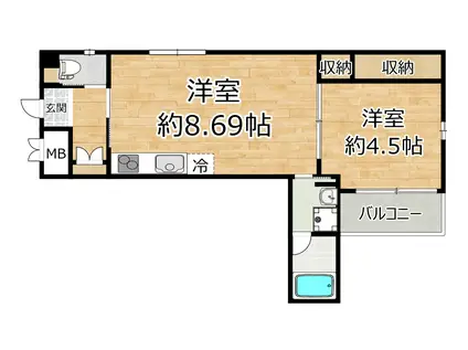 LA VITA姫里(1LDK/2階)の間取り写真