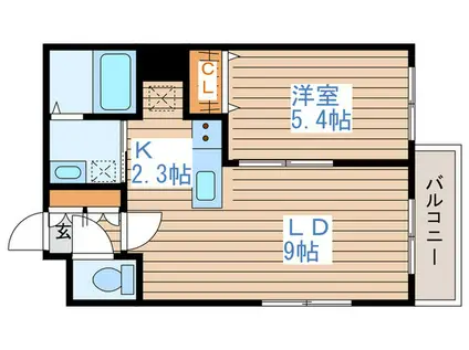 MIEL(1LDK/4階)の間取り写真