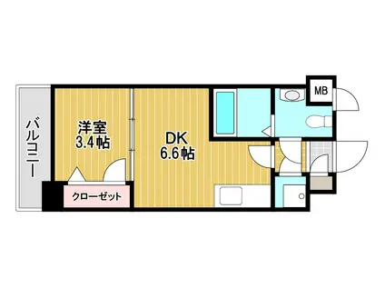 NO.71オリエントトラストタワー(1DK/32階)の間取り写真