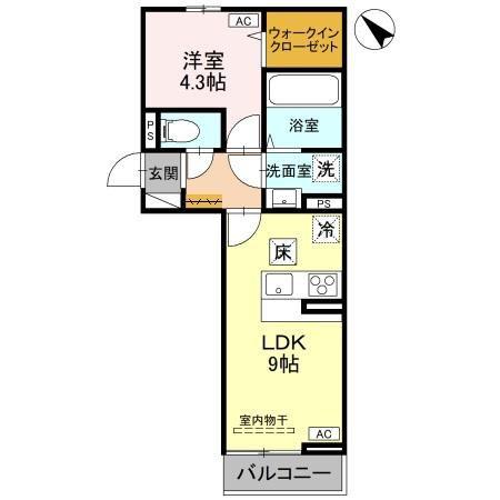 プレミアステイツY(1LDK/1階)の間取り写真