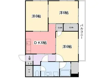 高岡中村コーポI(3DK/7階)の間取り写真