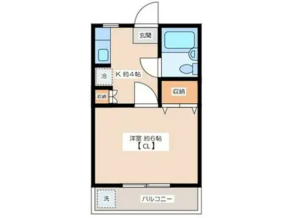 ハッピーハイツ(1K/2階)の間取り写真