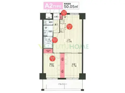 ORIENT BLD NO.93 マリナゲート(2LDK/3階)の間取り写真