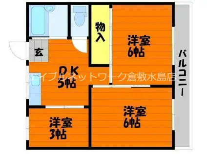 旭コーポB棟(3DK/2階)の間取り写真