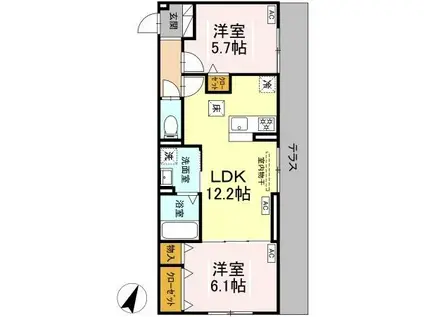 カーサ・カルーナ(2LDK/1階)の間取り写真