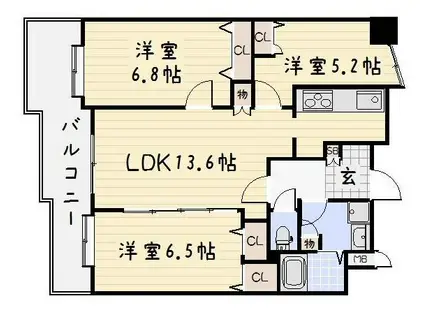 ニューサンリバー12番館(3LDK/7階)の間取り写真
