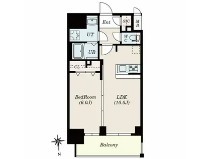 S-RESIDENCE古出来一丁目(1LDK/13階)の間取り写真