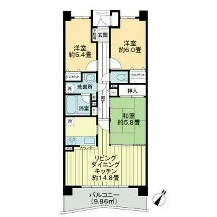 ライオンズマンション千葉グランドタワー 20階階 間取り