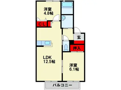 エトワールI (2LDK/2階)の間取り写真