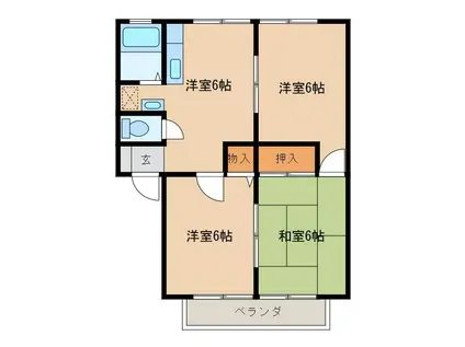 サンビレッジ冬頭A棟(3DK/2階)の間取り写真
