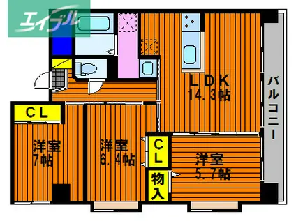福富グリーンマンション(3LDK/4階)の間取り写真