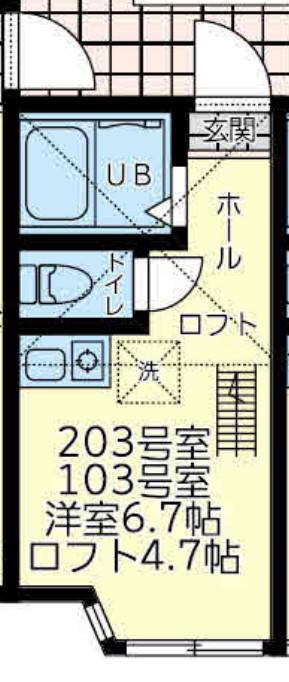 ユナイト新町レモンド(ワンルーム/2階)の間取り写真