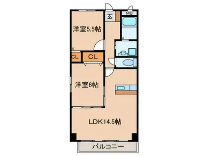 サウスコート春日井(2LDK/4階)の間取り写真