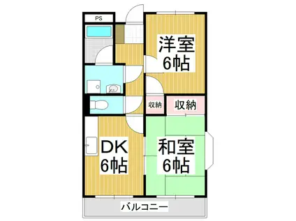 LIMPIA TAKAIDE A(2DK/2階)の間取り写真