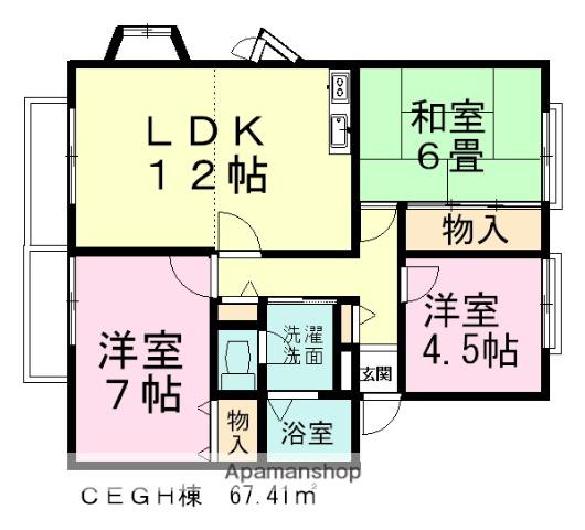サンビレッジ船橋(3LDK/2階)の間取り写真