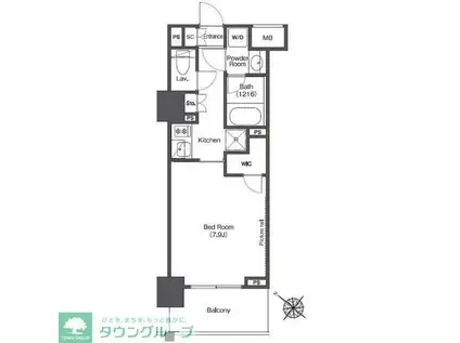 ザ・レジデンス赤坂檜町(1K/4階)の間取り写真