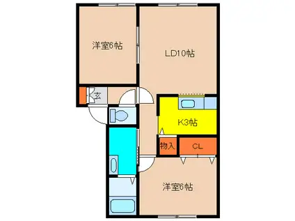 メイプルハイムII(2LDK/1階)の間取り写真