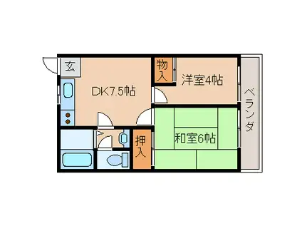 明泉寺ハイツ(2DK/2階)の間取り写真