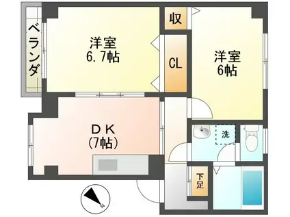 メゾン・エデII(2DK/2階)の間取り写真