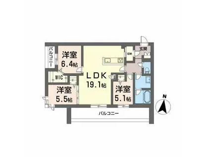 サザンブライト碩田(3LDK/3階)の間取り写真