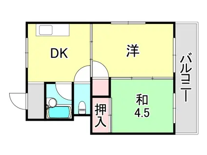 中山手ビル(2DK/3階)の間取り写真