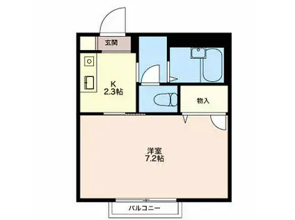 ディア ハイビスカス(1K/1階)の間取り写真