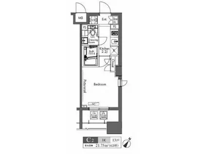 プラウドフラット三軒茶屋(1K/9階)の間取り写真