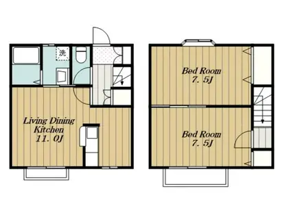 LIGHT HILLS(2LDK/1階)の間取り写真