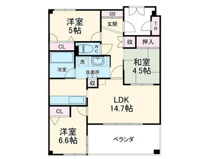 ライオンズステージ四日市(3LDK/6階)の間取り写真