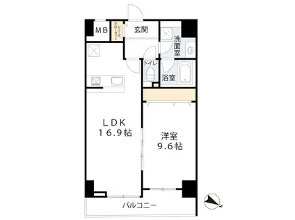 VESTA京町堀(1LDK/8階)の間取り写真