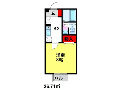 ヴェルメゾン(1K/1階)の間取り写真