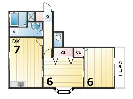 ピボットハイムB(2DK/2階)の間取り写真
